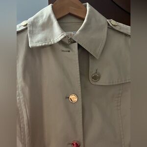 Tory Burch Taupe Trench Coat with Gold-Tone Buttons